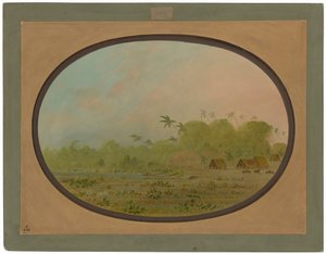A Small Village of Remos Indians by George Catlin