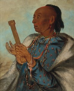Ah-tón-we-tuck, Cock Turkey, Repeating His Prayer by George Catlin