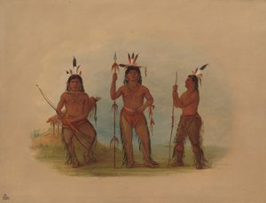 Aleutian Chief and Two Warriors by George Catlin