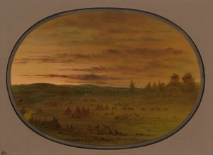 An Indian Encampment at Sunset by George Catlin