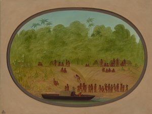 An Omagua Village - Boat Sketch