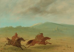 An Osage Indian Pursuing a Camanchee by George Catlin