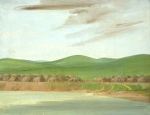 Arikara Village of Earth-Covered Lodges, 1600 Miles above St. Louis by George Catlin
