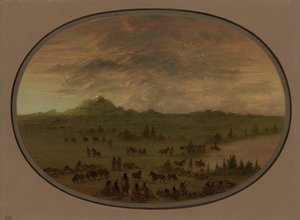 Bivouac of a Sioux War Party at Sunrise by George Catlin