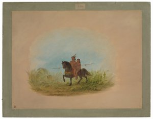 Bride and Groom on Horseback - Connibo by George Catlin