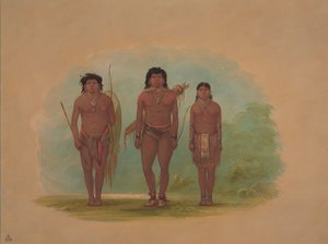 Chaco Chief, His Wife, and a Warrior by George Catlin