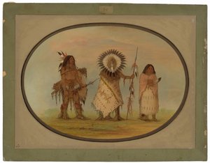 Crow Chief, His Wife, and a Warrior by George Catlin
