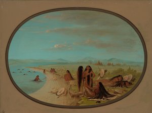 Crow Warriors Bathing by George Catlin