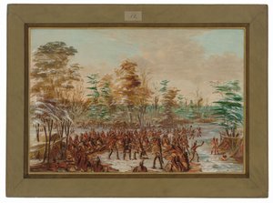 De Tonty Suing for Peace in the Iroquois Village. January 2, 1680 by George Catlin