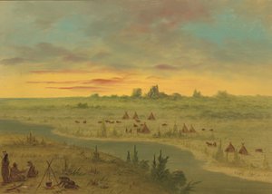 Encampment of Pawnee Indians at Sunset by George Catlin