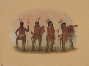 Four Navaho Warriors by George Catlin