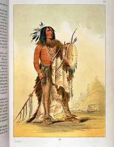 Indian Blackfoot Shaman with Tambourine and Spear