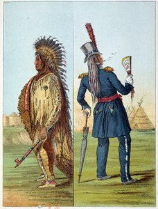 Indians of America: Indian Assiniboin in Military Dress with Two Bottles of Whiskey. Illustration by George Catlin by George Catlin