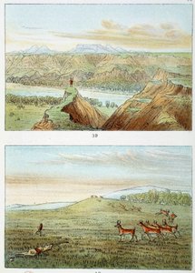 Indians of America: hunt for antelope. Engraving by George Catlin by George Catlin