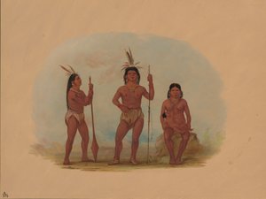 Klahoquaht Chief, His Wife, and Son by George Catlin