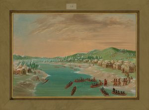 La Salle and Party Arrive at the Village of the Illinois, January 1st 1680 by George Catlin