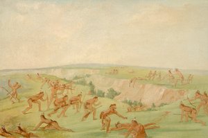 Mandan Attacking a Party of Arikara, 1832-1833 by George Catlin