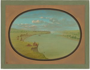 Mandan Village - A Distant View by George Catlin