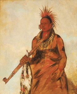 No-o-mún-nee, Walks in the Rain, a Warrior by George Catlin