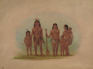 Orejona Chief and Family, 1854-1869 by George Catlin