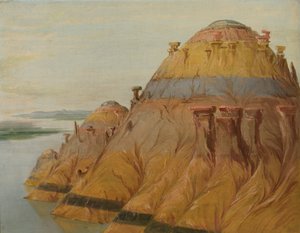 Picturesque Clay Bluff, 1700 Miles above St. Louis by George Catlin