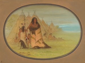 Puncah Chief Surrounded by His Family by George Catlin