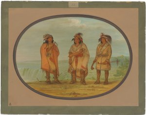 Seneca Chief, Red Jacket, with Two Warriors by George Catlin