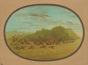 Sham Fight of the Camanchees by George Catlin