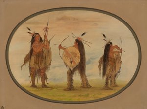 Three Mandan Warriors Armed for War, 1861-1869 by George Catlin