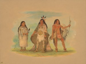 Three Minatarree Indians by George Catlin