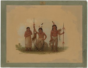 Two Arapaho Warriors and a Woman by George Catlin