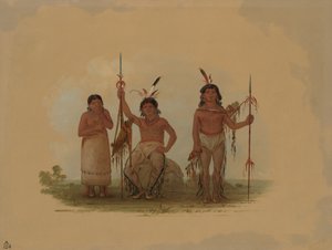 Two Arapaho Warriors and a Woman, 1861-1869 by George Catlin