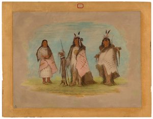 Two Blackfoot Warriors and a Woman by George Catlin