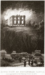 Nottingham Castle on Fire, Viewed from the South by George Childs