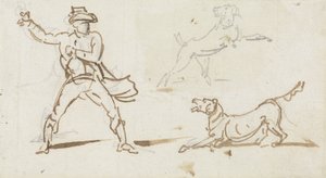 A Man Throwing a Ball to a Dog by George Chinnery