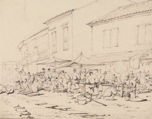 A Market Place and Crowd by George Chinnery