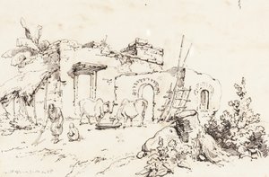 A Village Scene in India (verso)