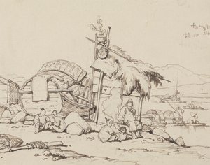 Old Man and Children Seated, Cooking