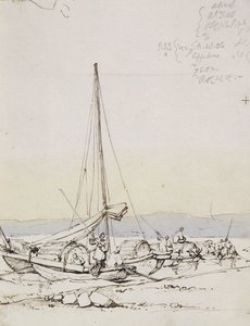 Tanka Boats on the Shore by George Chinnery