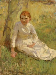 Girl in a field by George Clausen