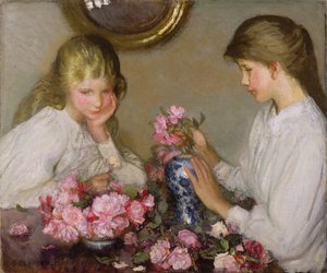 Two Girls Arranging Posies