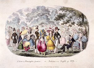 A Scene in Kensington Gardens - Fashion and Frights of 1829
