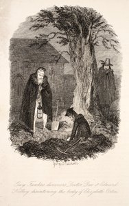 Guy Fawkes Discovers Doctor Dee & Edward Kelley Disinterring the Body of Elizabeth Orton, Illustration from Guy Fawkes, or the Gunpowder Treason: an Historical Romance, by William Harrison Ainsworth by George Cruikshank