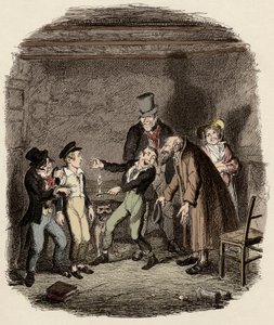Oliver Twist Received by Old Fagin and His Team - Oliver Reception by Fagin and the Boys - Illustration for 