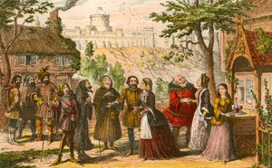 Sir John Falstaff on a Visit to His Friend Page, at Windsor