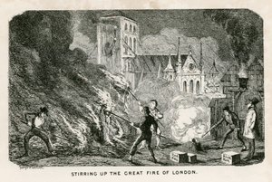 Stirring up the Great Fire of London by George Cruikshank