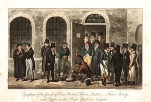 Tom, Jerry and Logic in the Press Yard, Newgate prison, London by George Cruikshank