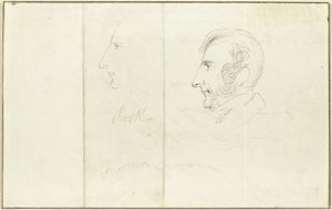 Two Self-Portraits in Profile by George Cruikshank