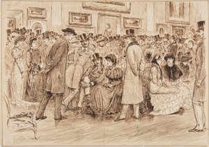 Mr Fielding, What Do You Think of These Pictures? This is Art, Private View at the Grosvenor Gallery by George du Maurier