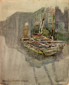 Eel Boats in a Canal at Dordrecht, Holland by George Edward Horton